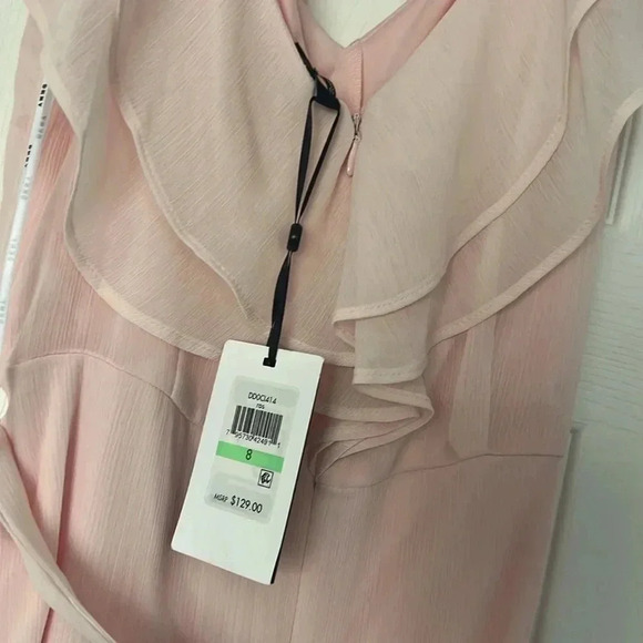 DKNY Womens Pink Zippered Tie Ruffled Chiffon Hi-lo Hem Flutter Sleeve Size 8 - Picture 8 of 8